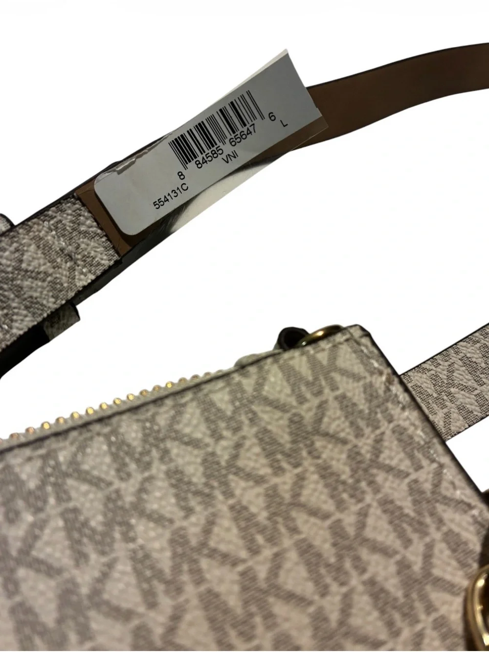 Michael Kors Beige Logo Chain Crossbody Bag